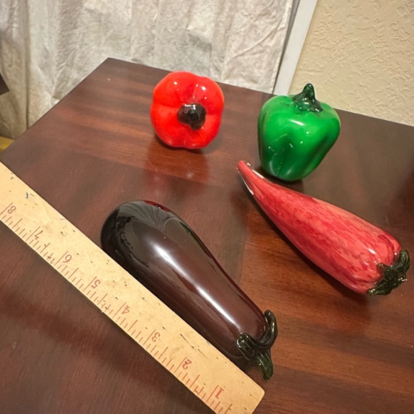 Vintage Murano Style Art Glass Hand-Blown Fruit and Vegetables Lot 4 piece set - Picture 4 of 5